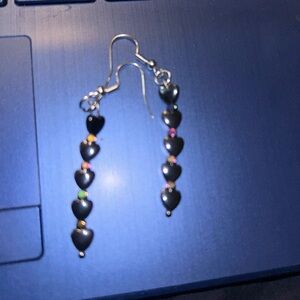 Hematite hearts with fauceted hematite beads